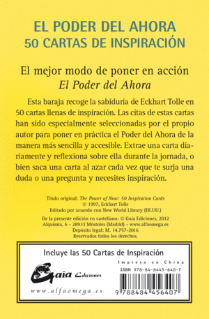 EL PODER DEL AHORA: 50 CARTAS DE INSPIRACIÓN. TOLLE, ECKHART. 9788484456407