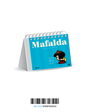 MAFALDA 2022, CALENDARIO DE ESCRITORIO AZUL CLARO